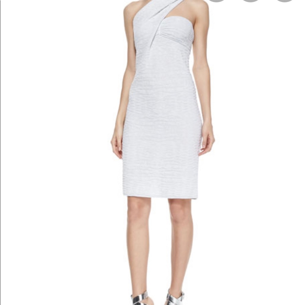 M Missoni One shoulder white and silver dress